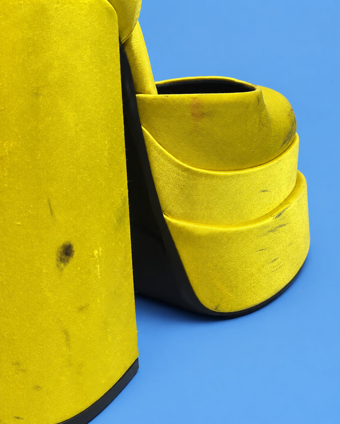 VERSACE Electric Yellow Satin Medusa Platform Heels